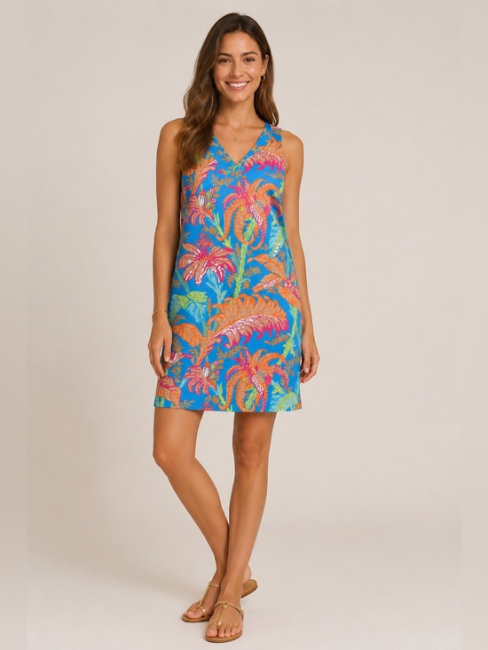 Gretchen Scott Designs Dresses & Skirts - Gretchen Scott | Swerve Tropical Floral Dress Stretchy Resortwear Vacation Palms